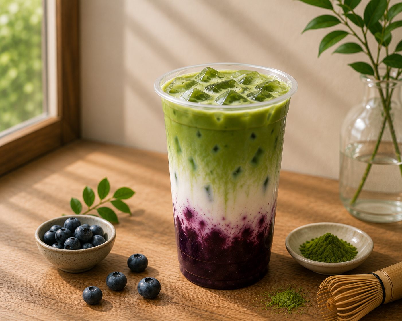 Blueberry Matcha Latte